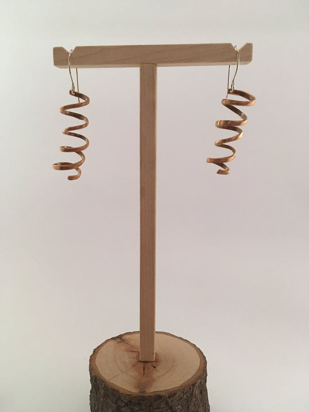 spiral earrings made from brass drum cymbal simple wealth art