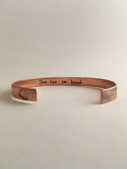 you are so loved recycled copper mantra cuff bracelet secret message mantra band