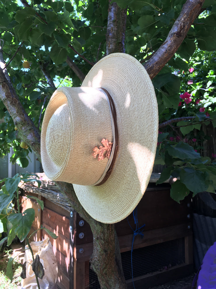 valley oak hat decoration talisman recycled copper electroformed leaf simple wealth art