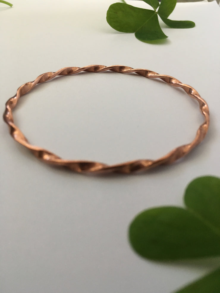 recycled copper electrical wire twisted bangle bracelet mantra band simple wealth art made in usa