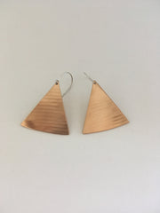 recycled drum cymbal triangle earrings brass upcycled crash cymbal simple wealth art