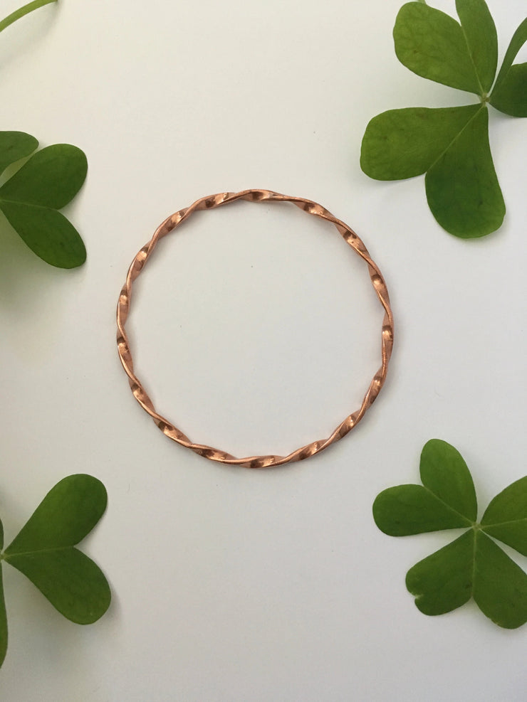 recycled copper electrical wire twisted bangle bracelet mantra band simple wealth art made in usa