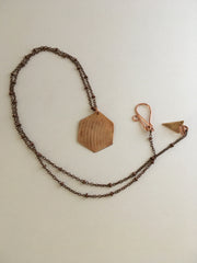 recycled drum cymbal necklace orbital chain triangle clasp simple wealth art