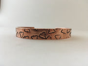 recycle symbol recycled copper affirmation cuff mantra bracelet