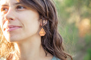 drum cymbal pentagon shaped brass earrings recycled metal simple wealth art