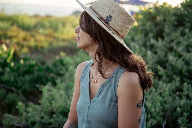 double triangle necklace recycled copper brass drum cymbal simple wealth art